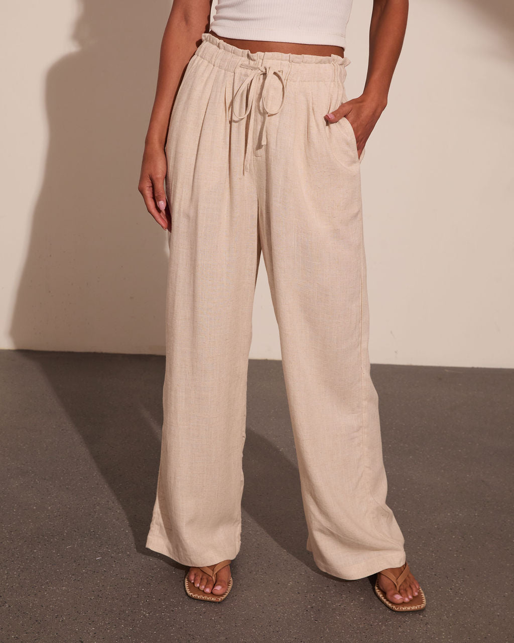 Shaylen Linen Blend Drawstring Pants