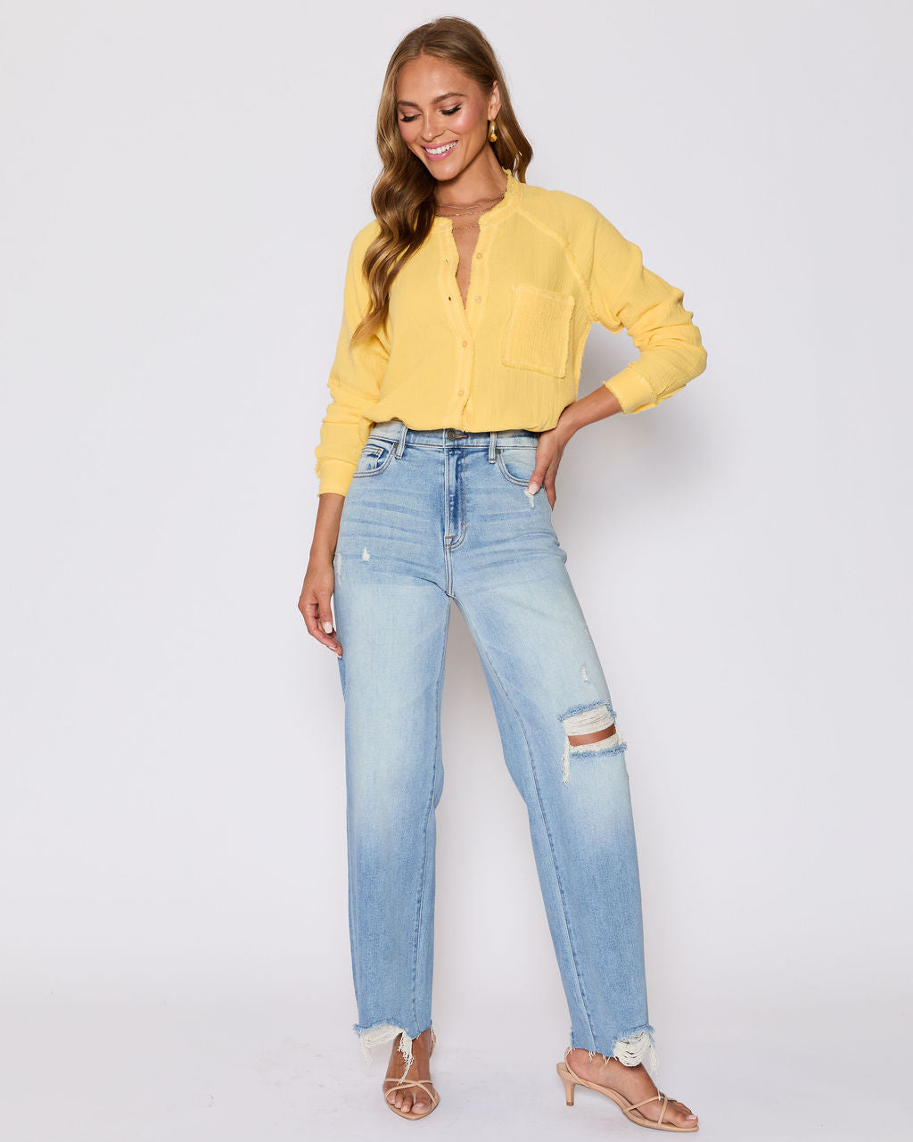 Summer Chill Cotton Button Down Top