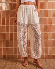 Whisper Tide Drawstring Lace Balloon Pants