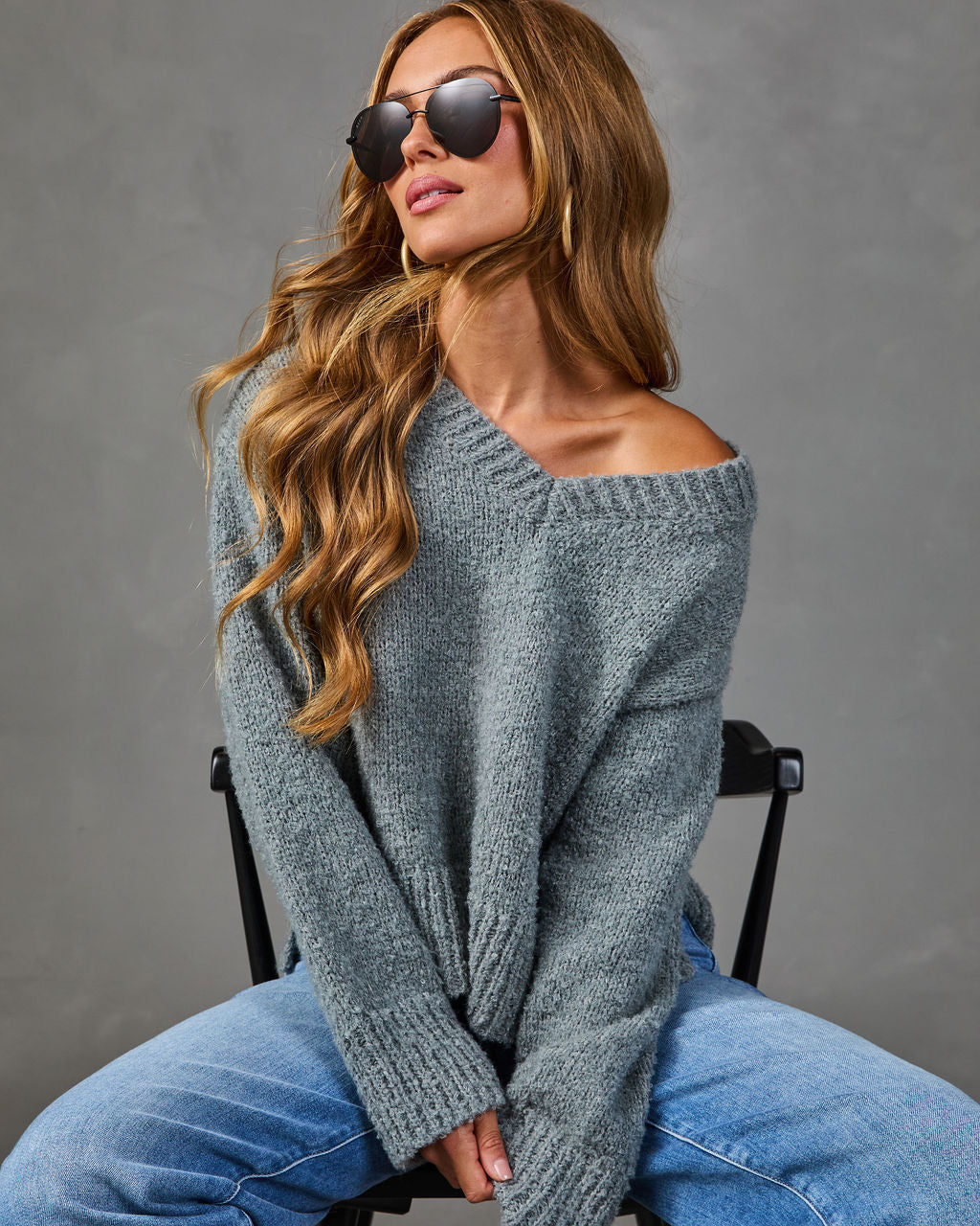 Late Arrival Knit V Neck Sweater