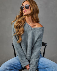 Late Arrival Knit V Neck Sweater