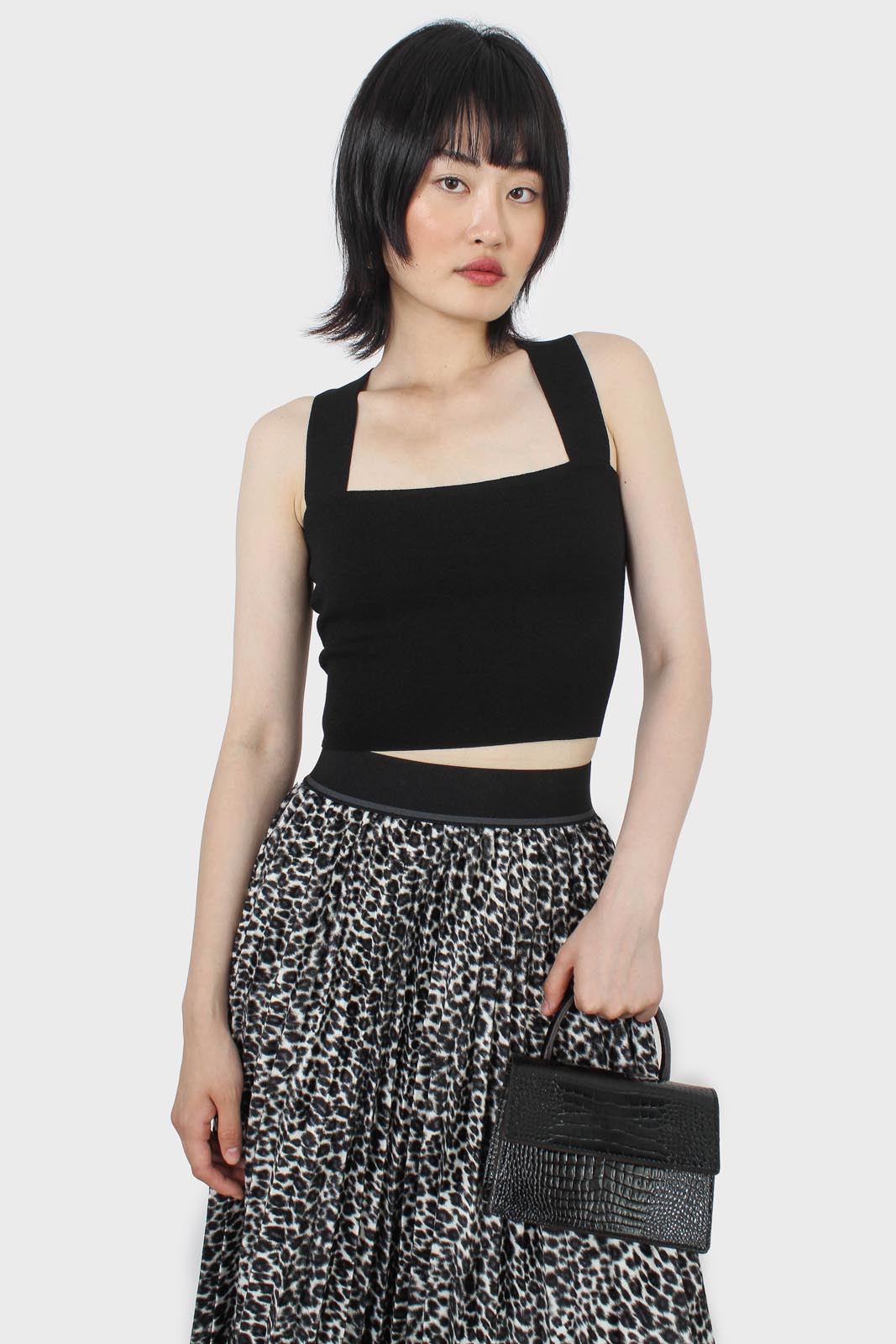 Thick strap cross back knit tank