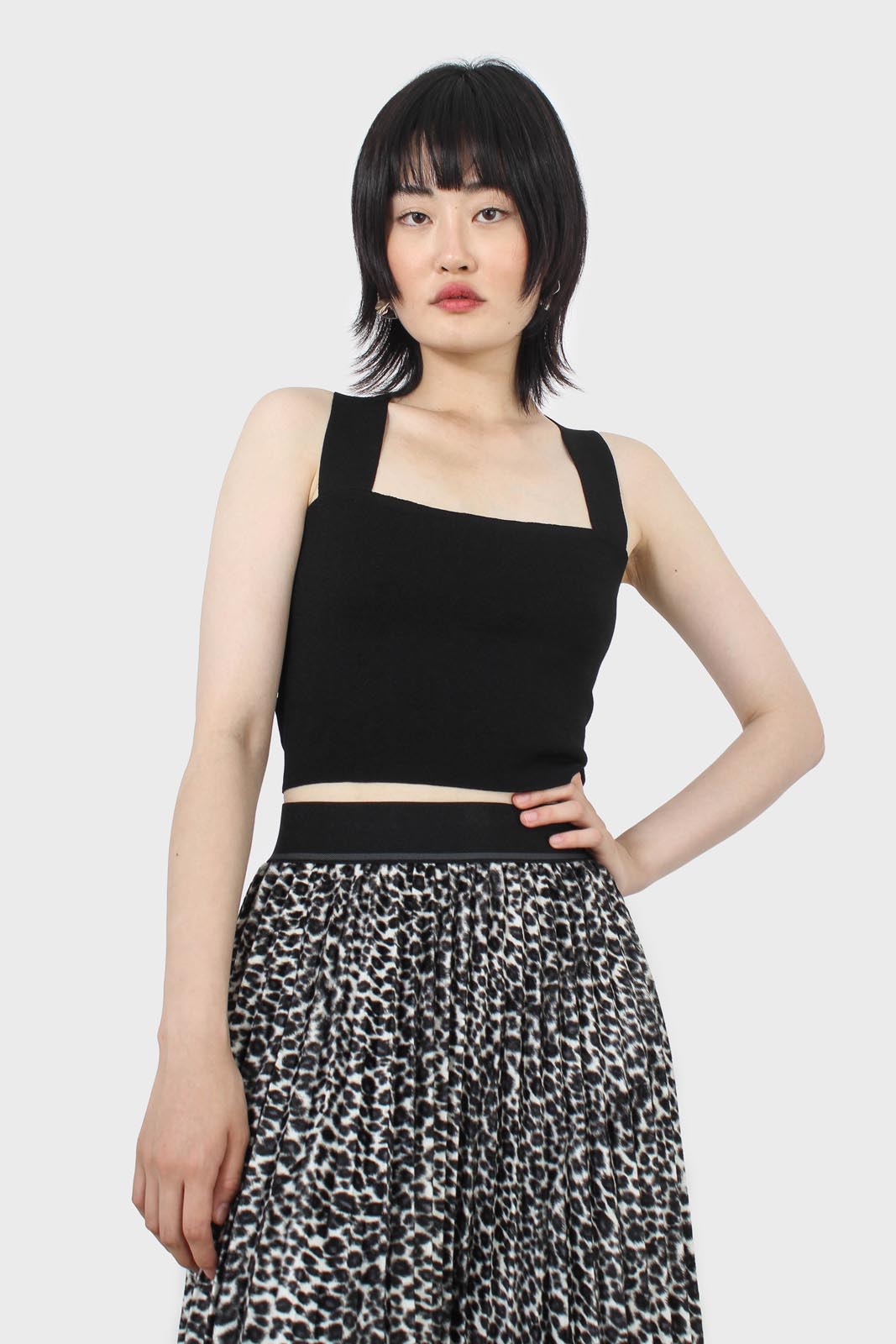 Thick strap cross back knit tank