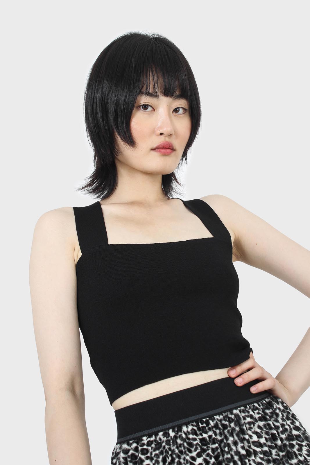 Thick strap cross back knit tank