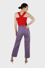 Red thick strap cross back knit tank
