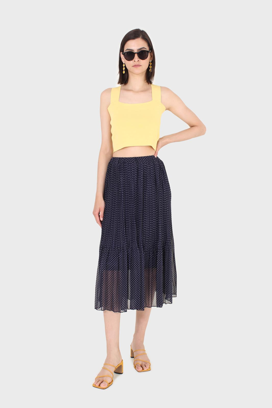 Mustard thick strap cross back knit tank