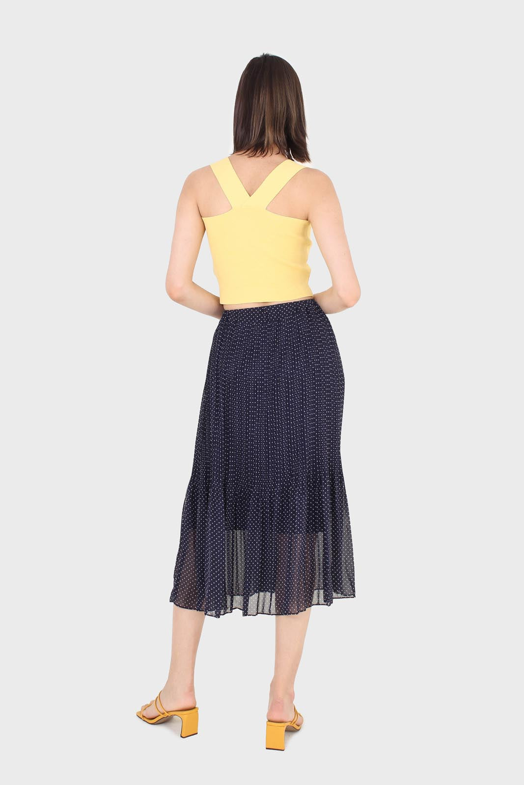Mustard thick strap cross back knit tank