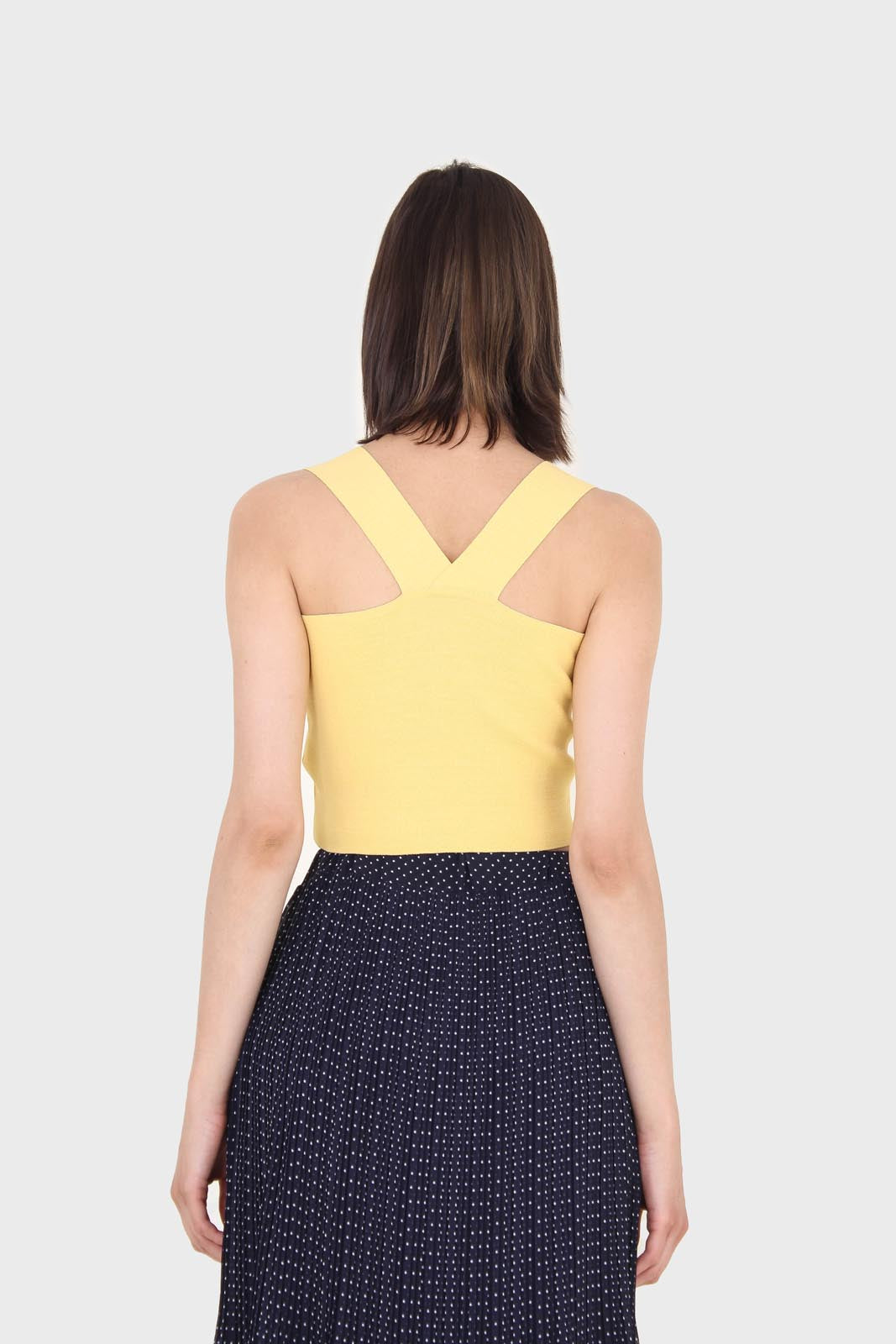 Mustard thick strap cross back knit tank