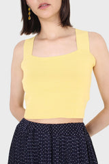 Mustard thick strap cross back knit tank