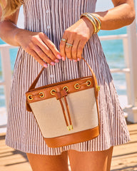 Shoreline Stroll Canvas Vegan Leather Bucket Bag