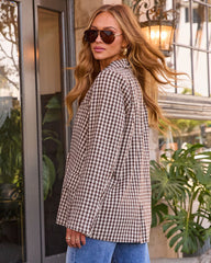 Autumn Social Double Breasted Houndstooth Blazer