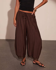 Marley Pleated Lace Trim Barrel Pants