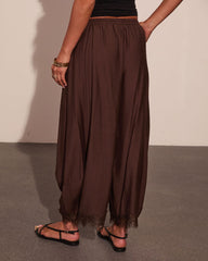 Marley Pleated Lace Trim Barrel Pants