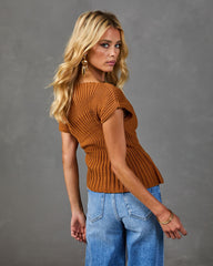 Styled to Stay Ribbed Knit Asymmetric Hem Top