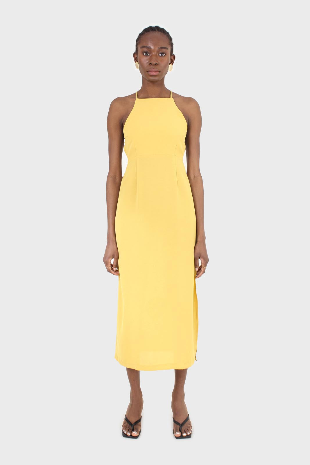 Mustard tie back dress