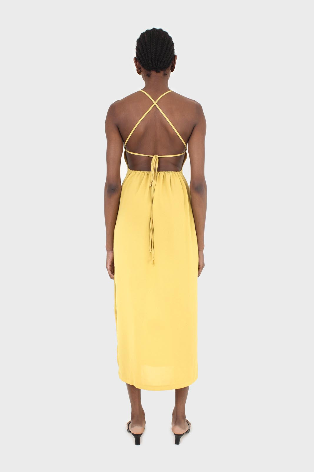 Mustard tie back dress