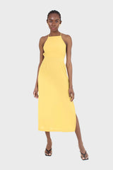 Mustard tie back dress