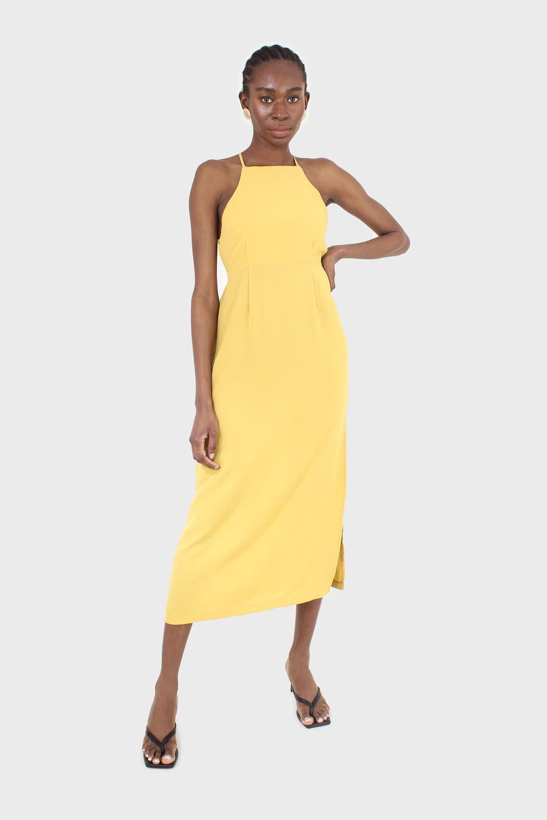 Mustard tie back dress