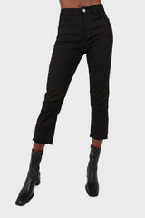 Black cut bottom boyfriend jeans - 2305