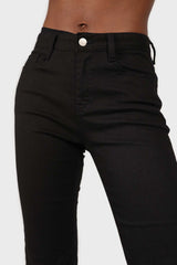 Black cut bottom boyfriend jeans - 2305