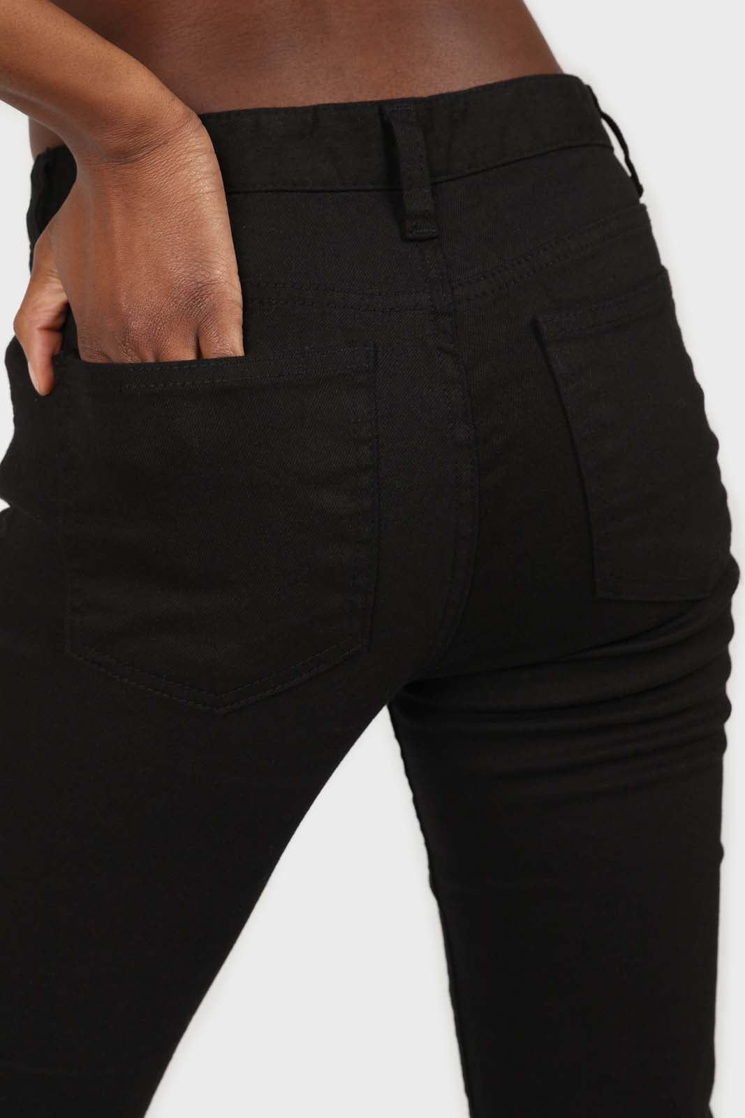 Black cut bottom boyfriend jeans - 2305