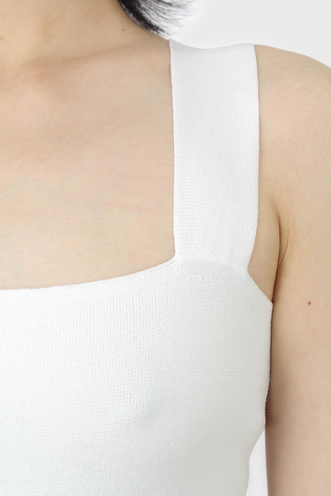 White thick strap cross back knit tank