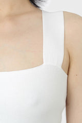 White thick strap cross back knit tank