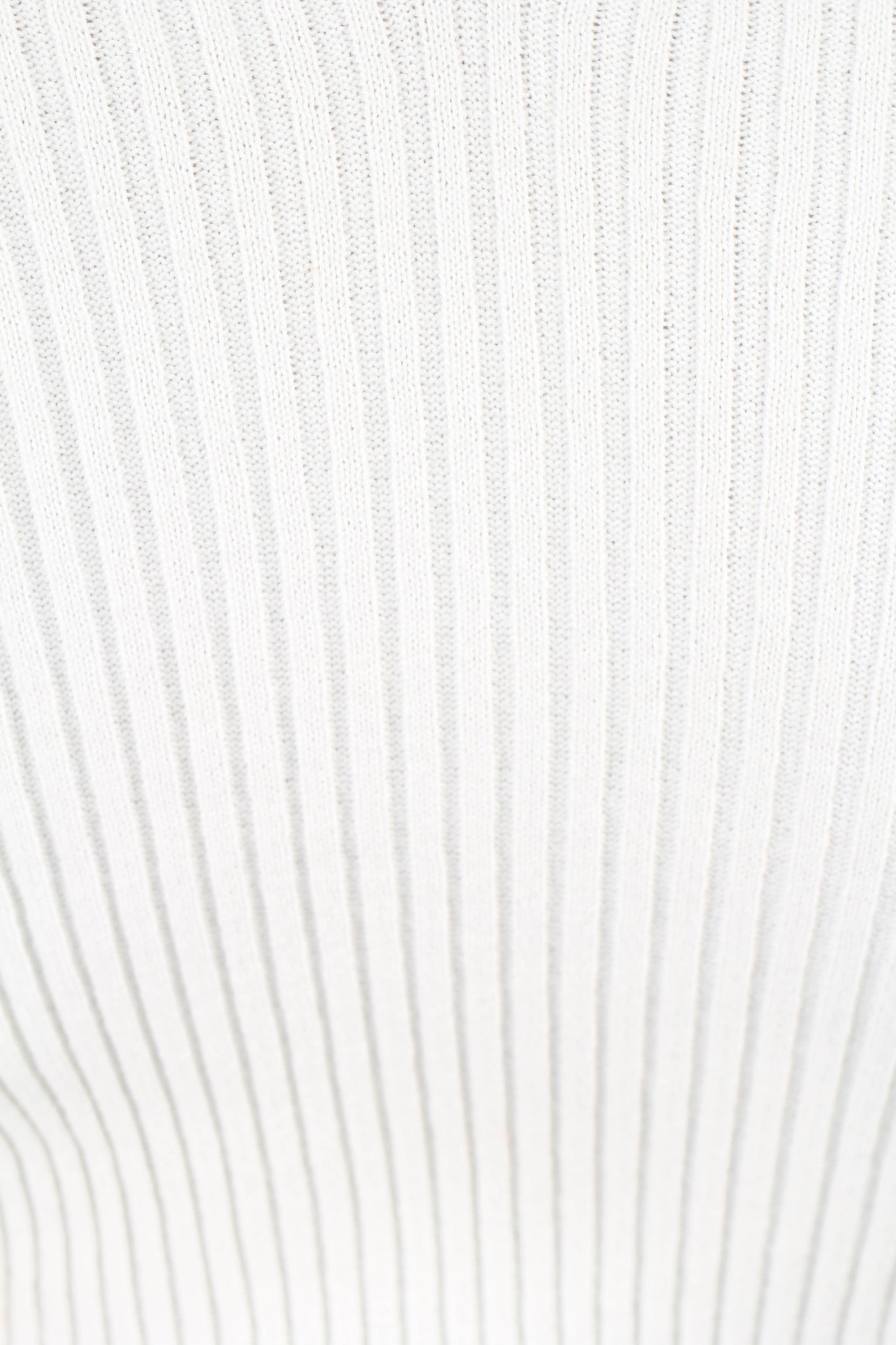 Ivory ribbed double V fitted knit top