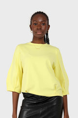 Yellow sharp seamed 3/4 sleeve top