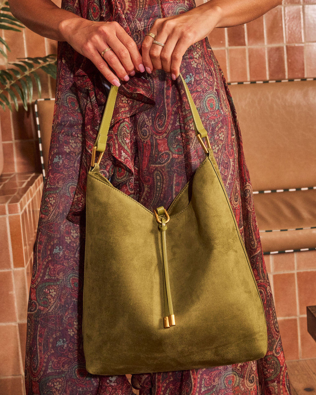 Along the Shore Faux Suede Tote Bag