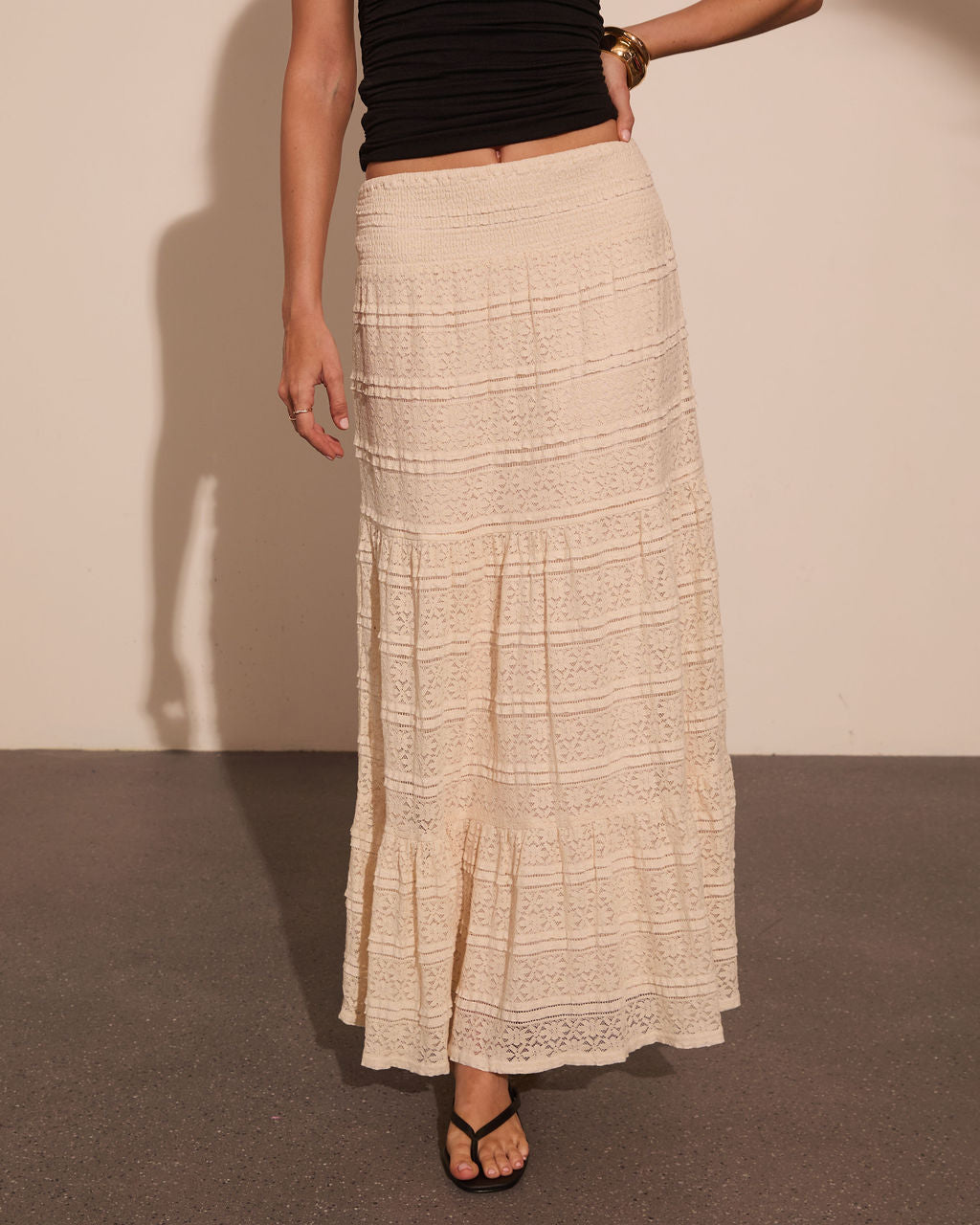 Romantic Nomad Ruffle Lace Maxi Skirt