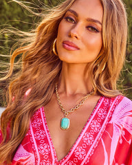 Gilded Glow Turquoise Stone Necklace