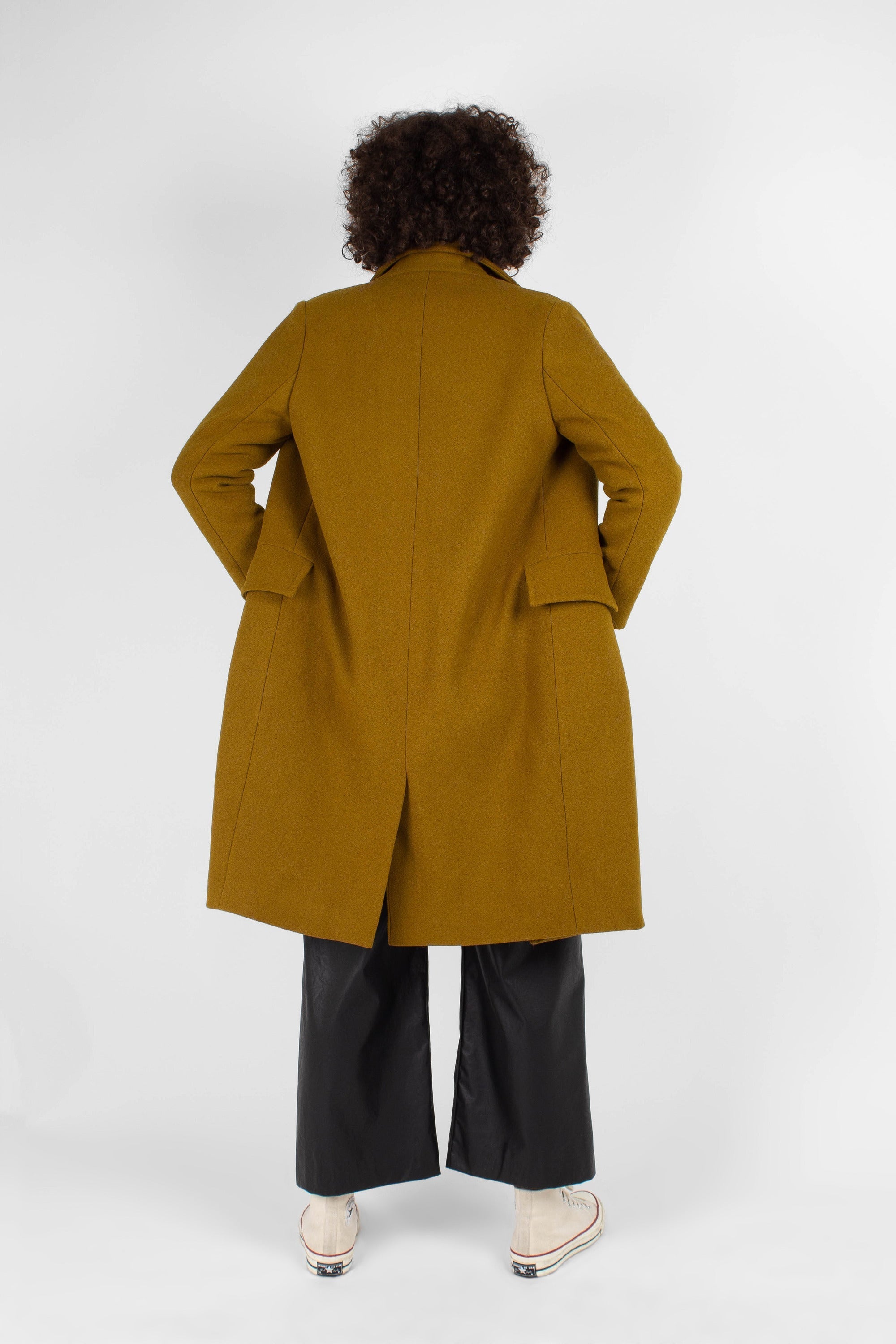 Mustard wool double breasted coat