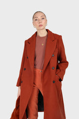 Rust orange wool long coat