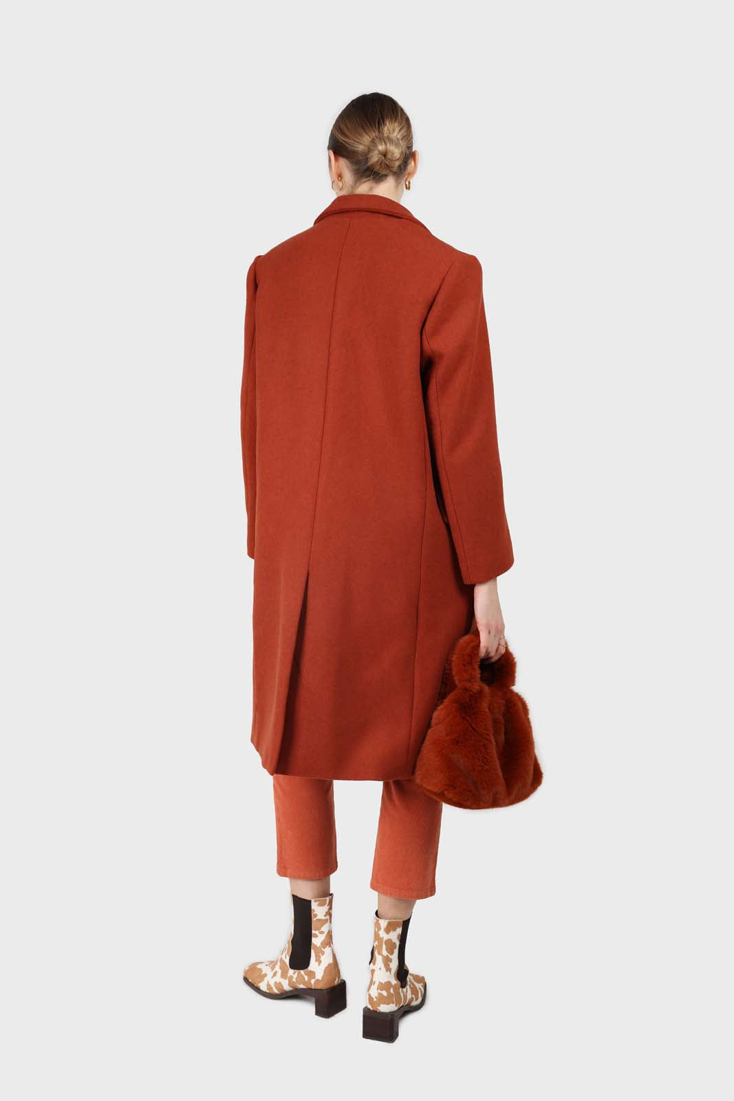 Rust orange wool long coat
