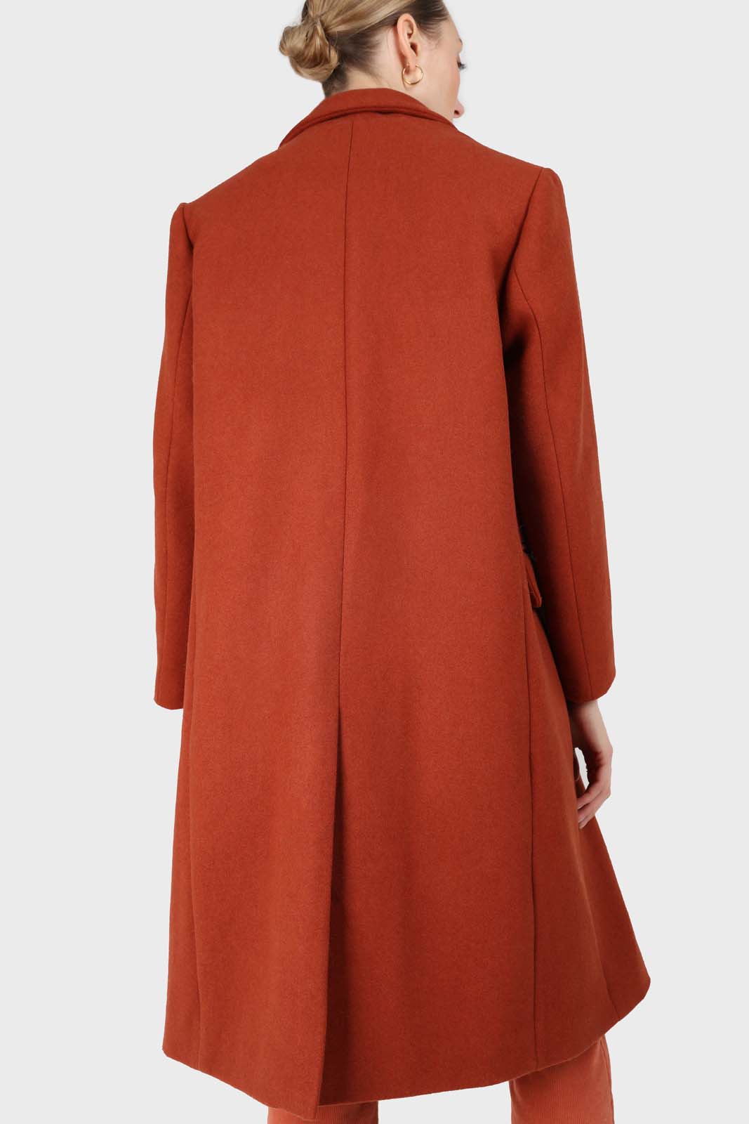 Rust orange wool long coat
