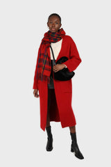 Bold red thick angora sweater coat