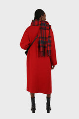 Bold red thick angora sweater coat