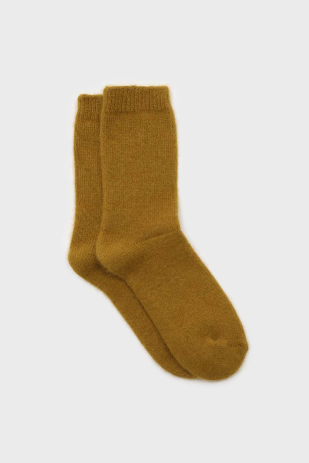 Khaki angora smooth socks