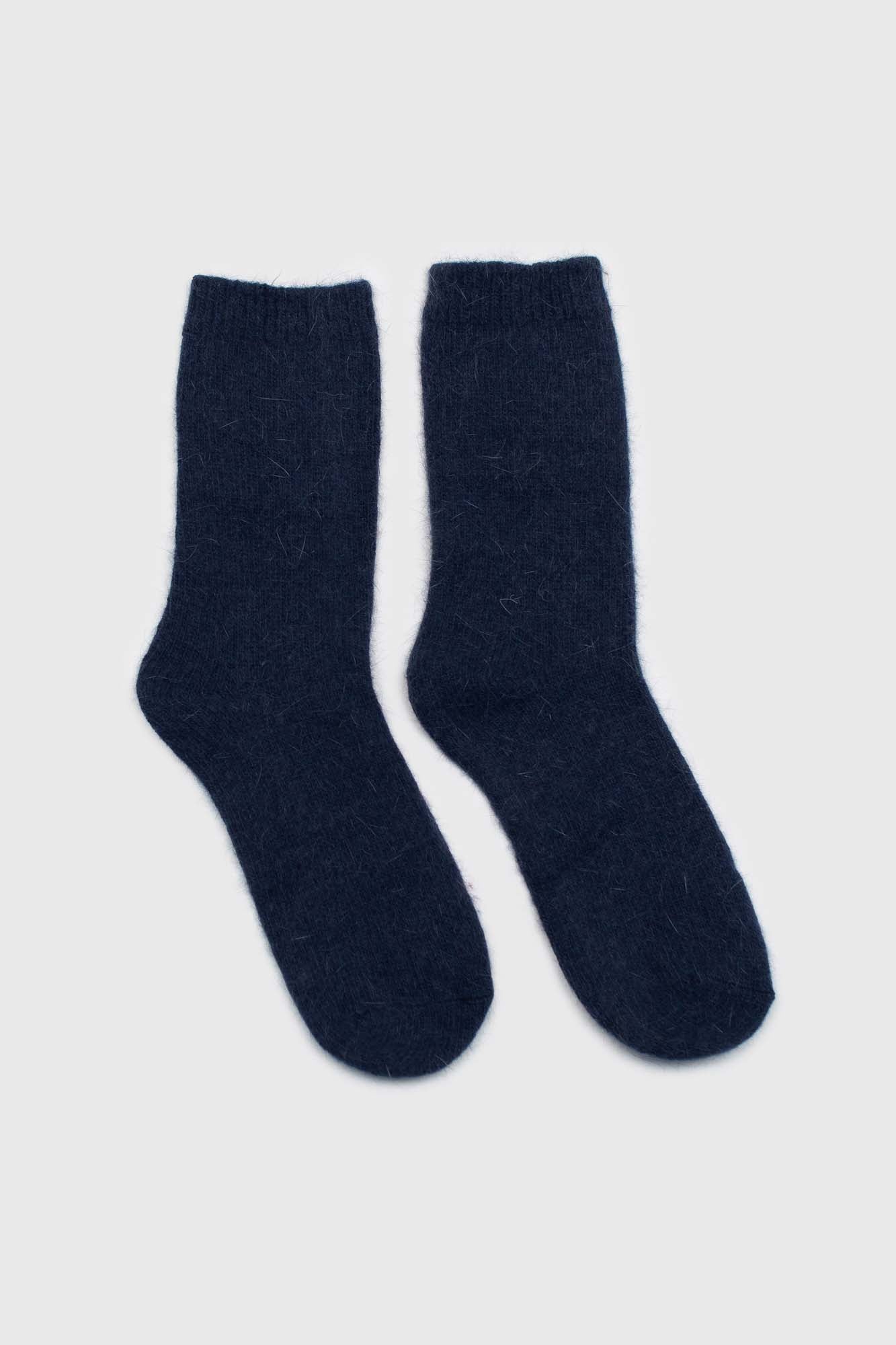 Deep blue angora smooth socks