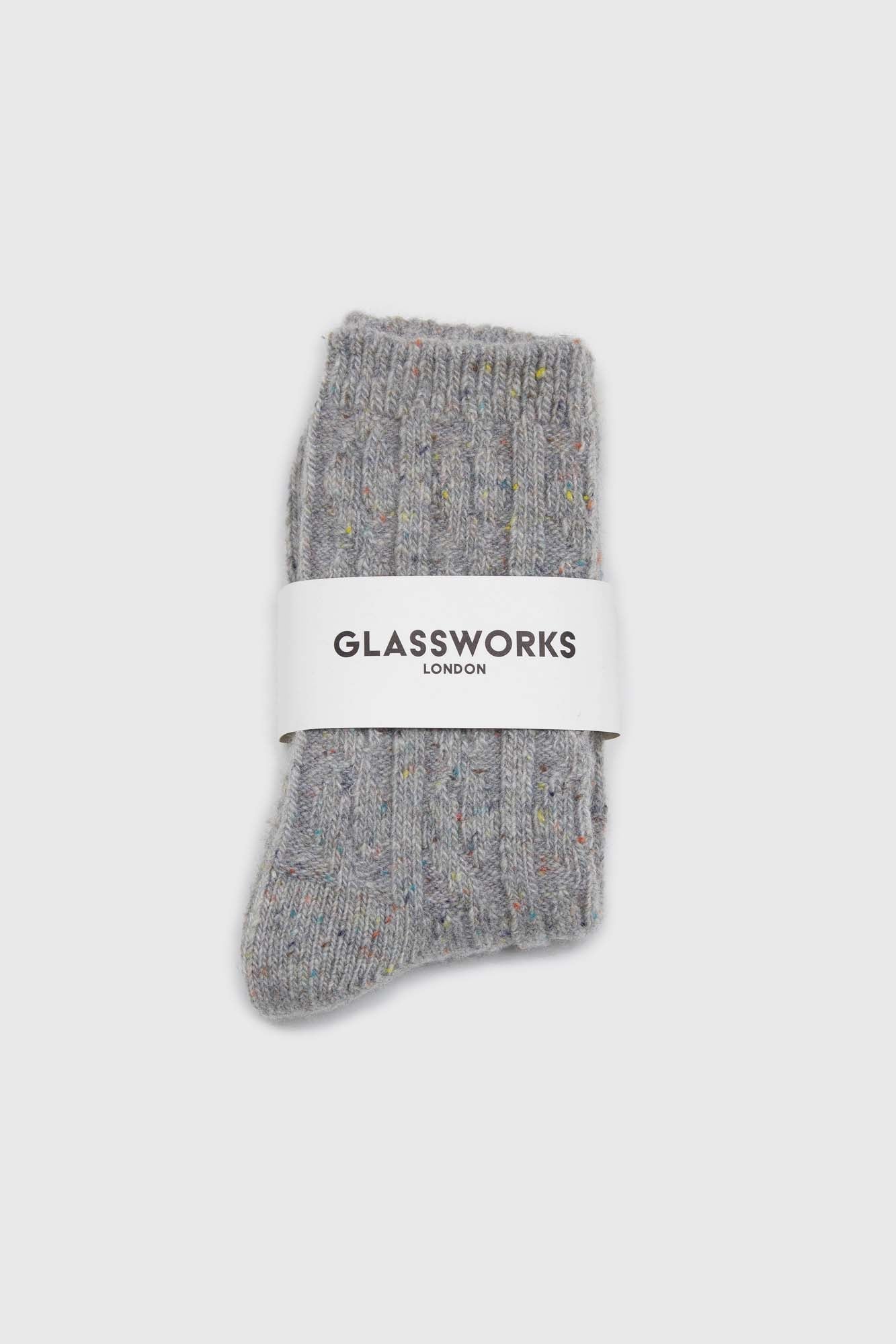 Pale grey rainbow fleck thick socks
