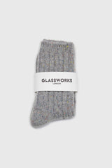Pale grey rainbow fleck thick socks