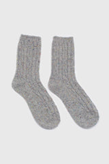 Pale grey rainbow fleck thick socks