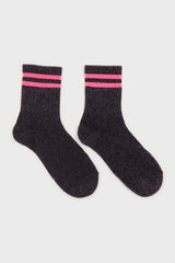 Purple metallic neon pink varsity stripe socks
