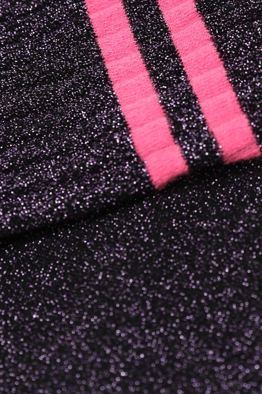 Purple metallic neon pink varsity stripe socks