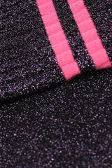 Purple metallic neon pink varsity stripe socks