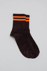 Pink metallic neon orange varsity stripe socks