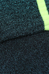 Teal metallic neon yellow varsity stripe socks