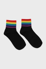 Black rainbow ankle stripe socks