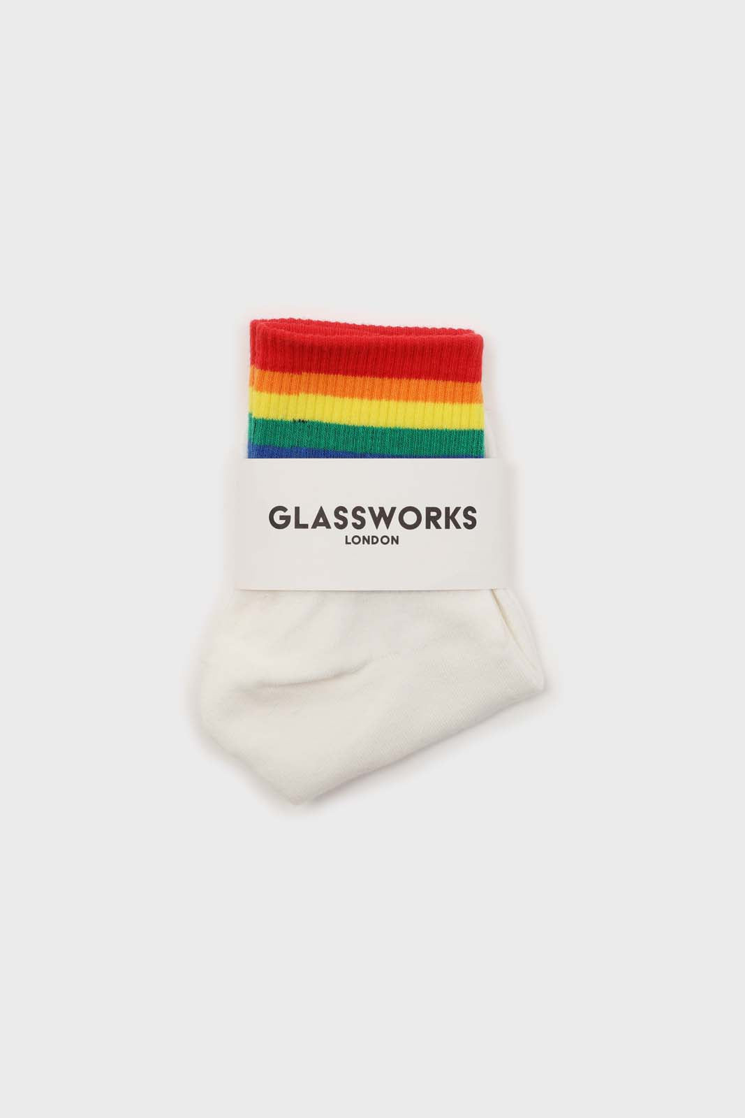 White rainbow ankle stripe socks